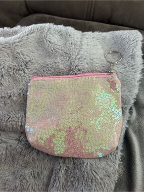 4/$50 Sequin Keyring Zip Pouch - Pink Iridescent wallet